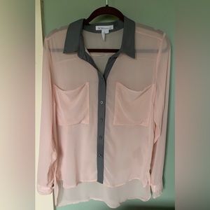 BCBGeneration Chiffon Long Sleeve Button Up Blouse Size L